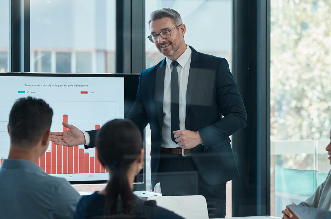 Businessman giving presentation