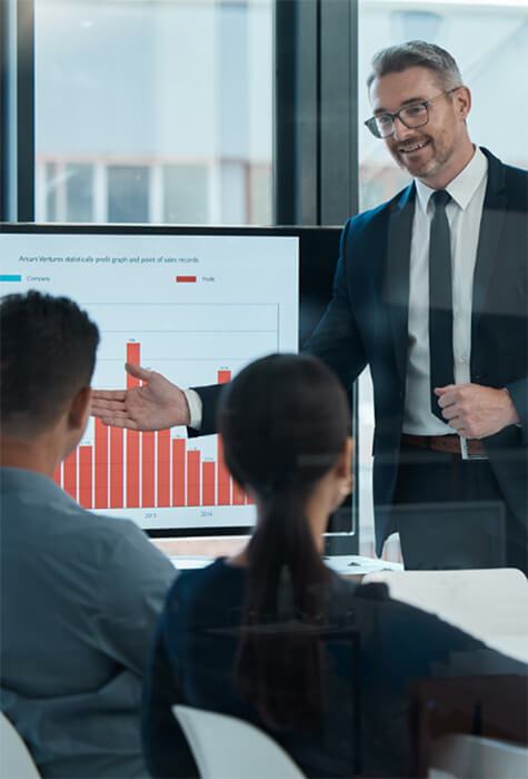 Businessman giving presentation